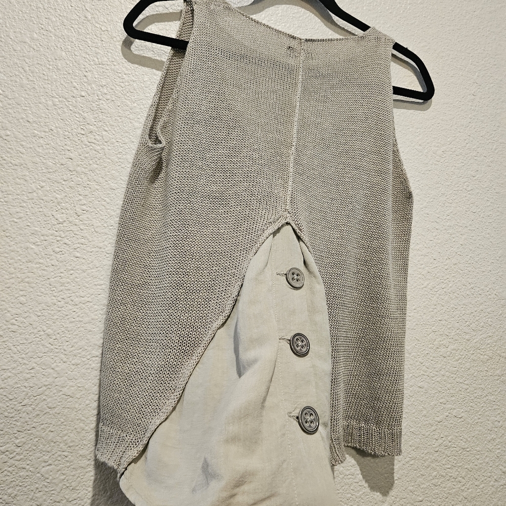 Crea Concept Linen Ramie Blend Knit Tank Top EU Size 44/L